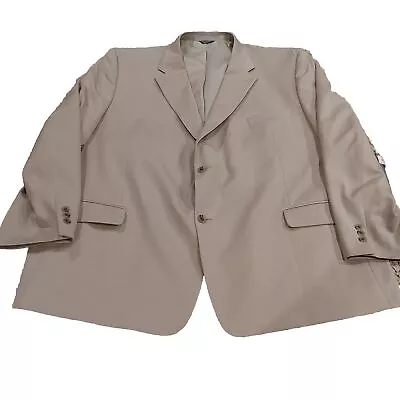 Henry Grethel The Perfect Fit Men's Tan 2 Button Suit Size 56R (Polyester/Wool) • $44.99