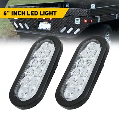 2Pcs 10 LED 6 In White Oval Sealed Reverse Back-Up Tail Lights Car Truck Trailer • $21.99