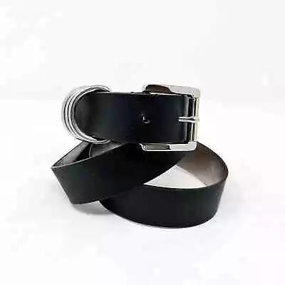 Michael Michael Kors Size Large L Black Silver Ring Faux Leather Waist Belt • $24.97