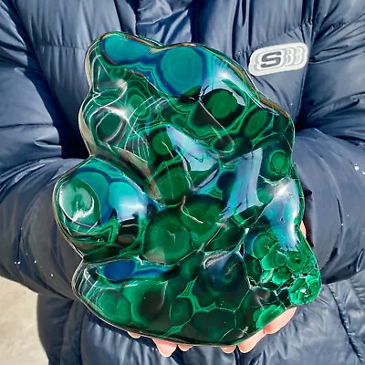 7LB Natural Glossy Malachite Transparent Cluster Rough Mineral Sample • $23.50