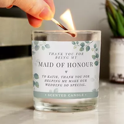 Personalised Thank You For Being My Maid Of Honour Candle - Wedding Hen Do Gift • £9.99