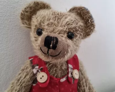 Collectable Artist Bear Fluff & Buttons Gorgeous Mohair Bear In Dungarees Cute • £55