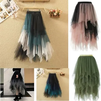 Women TutuTulle Skirt Elastic Waist Mesh Long Paragraph Skirt Dress 2024 New &- • £9.90