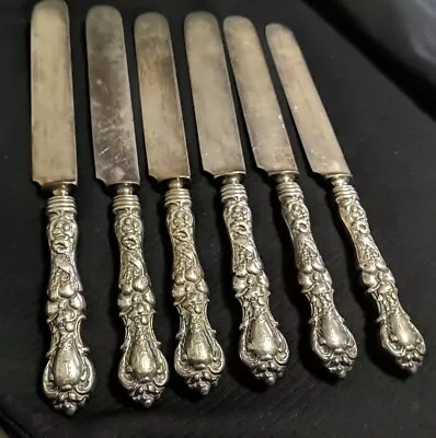 Vintage 1835 R. Wallace Sectional Art Nouveau Floral Silverplate Knives 6 DWT • $19.99