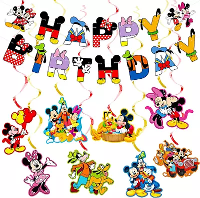 Mouse Party Supplies Mouse Birthday Party Set Includes Banner/8Pcs Hanging Swirl • $43.99