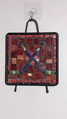 Vintage MCM Hanging Or Standing Mosaic Tile Trivet W Black Metal Frame • $10.39