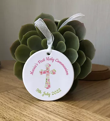 £6.20 • Buy First Holy Communion Personalised Gift Keepsake Girl  Flower Cross