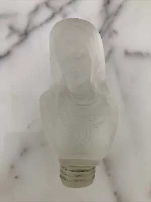 Vintage Virgin Mary Madonna Holy Water Bottle Topper Frosted Glass Jesus 🙏 • $45
