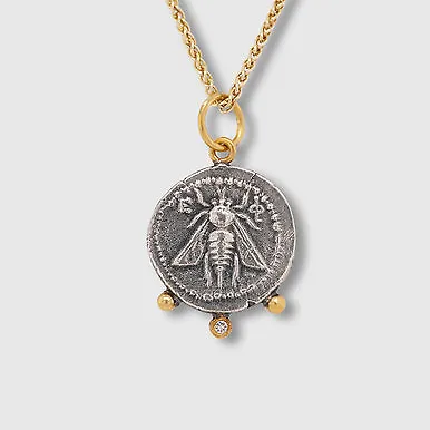 Ancient Ephesus Queen Bee Tetra Drachm Charm Coin Replica Pendant 24kt Gold • $338