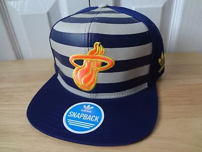 Vintage NBA Miami Heat Neon LOGO Snapback Hat 90s Adidas NEW NWOT Striped • $29.99