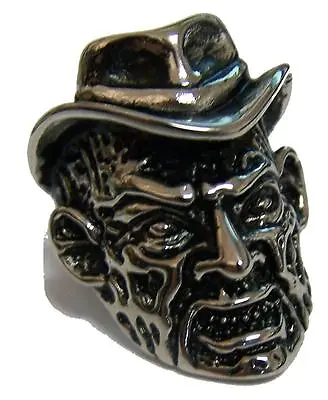 FREDDY MONSTER HEAD WITH HAT STAINLESS STEEL RING Size 13 Silver S-534 Biker NEW • $7.95