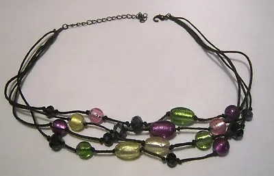 Lovely Multi-strand Necklace String With Colourful Beads Approx 37-45 Cm Long • £2.99