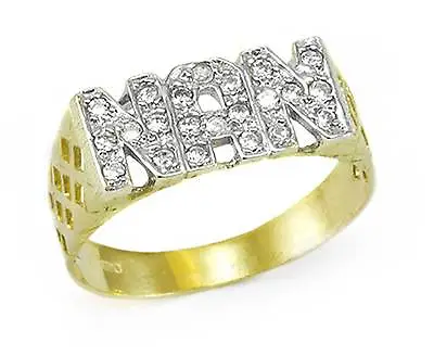 9ct Gold Cz Nan Cubic Zirconia Nanny Basket Side Ring Band Gift Box • £154.99