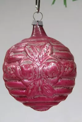 Antique VTG Blown Glass FLOWER Embossed Outdent BALL Christmas Ornament Germany • $45