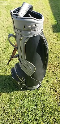 Vtg Titleist Leather Black Grey Golf Cart Bag W/ Club Tubes + Condor Golf Balls • $79.99