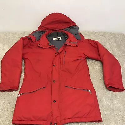 VTG North Face Parka Mens Medium Red Coat Jacket Mountain USA Brown Label READ • $34.99