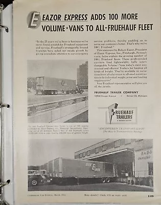 Eazor Express Pittsburgh PA Fruehauf Trailers Trucking Motor Freight Macks • $10