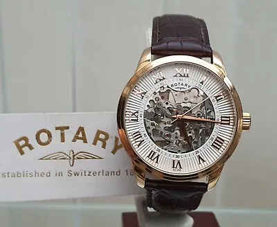 Rotary Mens Watch Skeleton Automatic Watch 21 Jewels Gold Plated RRP£280 (R58 • £119.99