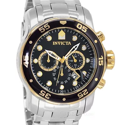 INVICTA Pro Diver Scuba Mens Chronograph Watch Gold Black Stainless Steel Band • $77.80