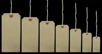 £3.95 • Buy 100 X Brown Kraft Paper Gift Tags Wedding Label Blank Luggage Strung 134mm 67mm