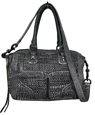 Rebecca Minkoff Large MAB Bombe Tweed Bag Metallic Silver Hobo Shoulder Bag • $33