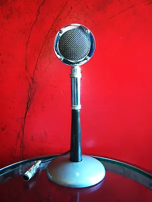 Vintage 1950's Astatic D-104 Crystal Microphone W F11 Adapter & E6G Desk Stand • $129