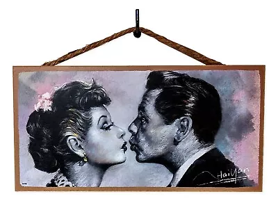 LUCY & RICKY KISS - I Love Lucy - Primitive Wood Hanging Sign 5  X 10  • $12.99