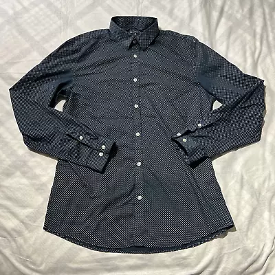 $6.99 • Buy H&M Men Blue Polka Dot Button Down Shirt Long Easy Iron Sleeve Collar  Large