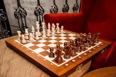 Mahogany Tournament Chess Set - Folding Chess Board With Chess Pieces • $118.54