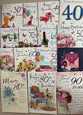30th40th50th 60th 70th 80th 90th LARGE  BIRTHDAY  CARDS    FREE POST   • £2.59