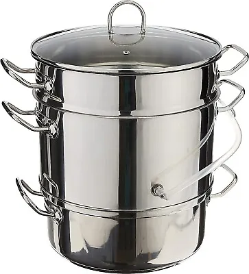 Norpro 619 Stainless Steel Steamer/Juicer 3 Layers Pot System 11.5 Dx 17 H Large • $113.99