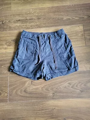 M&S Navy Blue Linen Shorts Size 10 • £3.49