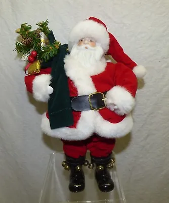 Vtg 11 1/2  Santa Claus Figurine Doll Porcelain Face Hands Xmas Red W/ Bells • $32