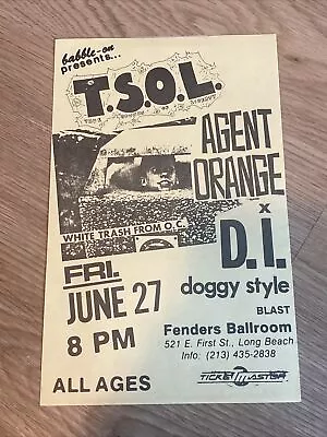 VINTAGE 1980'S  Tsol Agent Orange DI  FLYER ROCK PUNK • $10