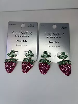 Baublebar Sugar Fix Earrings  Berry Jam Rhinestone Strawberries Nickel Free • $20