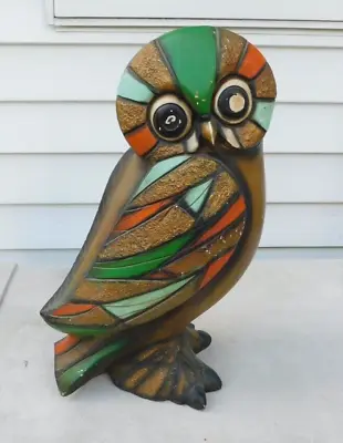 Neat Vintage Universal Statuary Corp Chicago 1967 Owl With Stained Glass Colors • $29.95