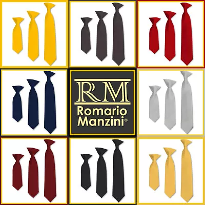 Romario Manzini® Solid Colors Clip On Ties 8  11  14  (3 Length And 45 Colors) • $12