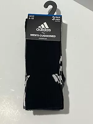 Adidas Aeroready Mens Cushioned Crew Socks 3 Pair Shoe Size 6-12 • $15