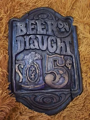 Vintage Chalkware Beer On Draught 5 Cents Bar Tavern Sign Stein Brewery 1970's • $40