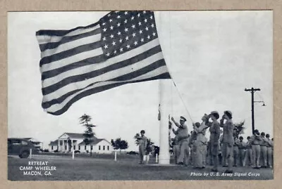 Retreat Camp Wheeler Macon Georgia GA Female & Male Soldiers US Flag Postcard • $3.50