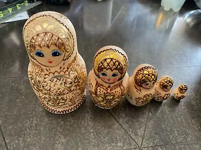 Beautiful Set Of 5 Hand Crafted Wooden Babushka Dolls • $174.99