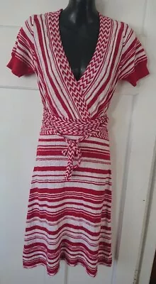 Nevenka Red And White Stripe Knit Stretch Dress Size 12 Excellent Condition • $55