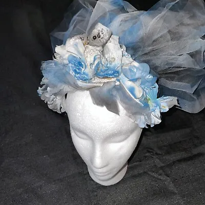 Corpse Bride Wedding Veil COSTUME Gothic Unique OOAK Emily Ghost Net Flower • $89