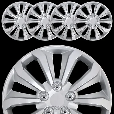 14  Set Of 4 Silver Wheel Covers Snap On Full Hub Caps Fit R14 Tire & Steel Rim • $54.99