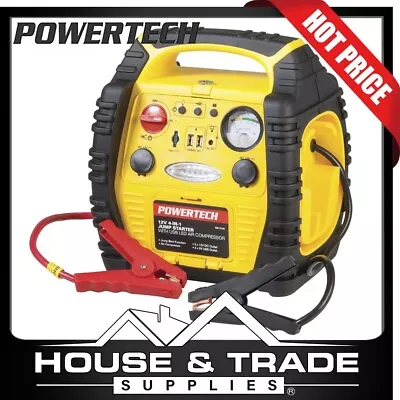 Powertech Battery Jump Starter 17Ah With Air Compressor USB & LED Light MB-3736 • $195.90