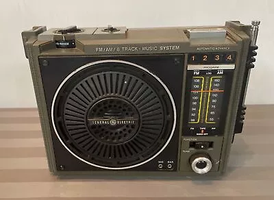 Vintage General Electric GE Portable AM/FM/8-Track Model 3-5507C~~~READ~~~ • $25