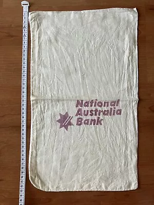 Vintage National Australia Bank - Calico Money Coin Bag - Very Good Condition • $34.95