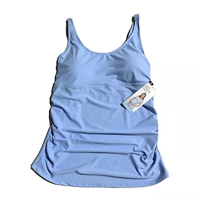Crane Ladies Maternity Tankini Swimsuit Size L Large 12-14 Blue Top Only NWT • $19.99