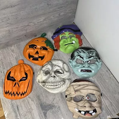 Vintage Halloween Mask Lot 6Pieces: Dracula Witch Pumpkins Skeleton Mummy • $59