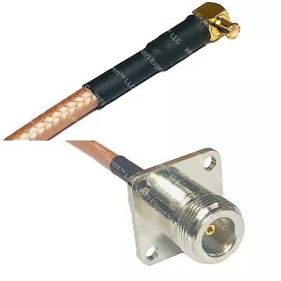 RG400 MCX MALE ANGLE To N FLANGE FEMALE RF Cable FAST-SHIP LOT • $185.20